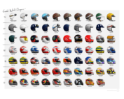 print with every f1 champion's helmet featuerd