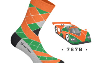 sock incorporating livery from the mazda 787b race car