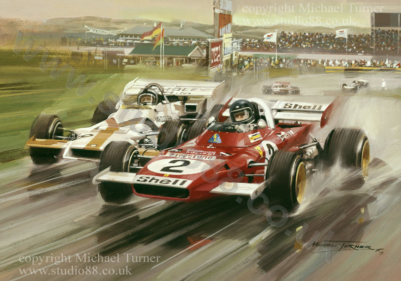 motorsport art by michael turner featuring john surtees and jochen rinds at belgian gp 1966